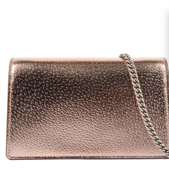 GUCCI NEW DIONYSUS SUPER MINI ROSE GOLD LEATHER BAG CLUTCH PURSE WAIST BAG BUM - Picture 6 of 16
